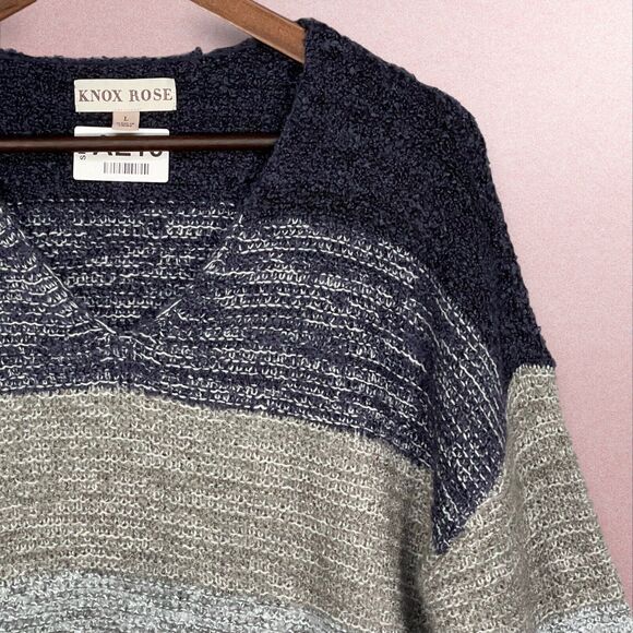 Knox Rose Pullover Sweater Women Size L Multicolor Striped Color Block Knit - Picture 3 of 12